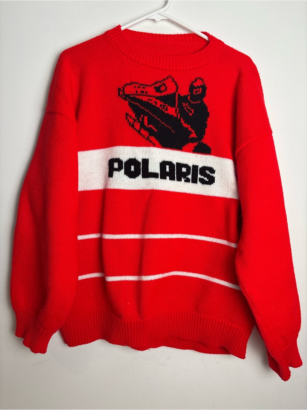 Polaris Snowmobile Sweater L Large Knit Pullover Graphic Logo Vintage